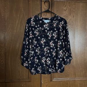 Veronica M Navy Floral Blouse